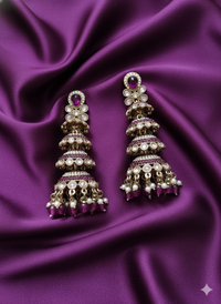 Pastel Pink Multi-Tier Heritage Jhumkas