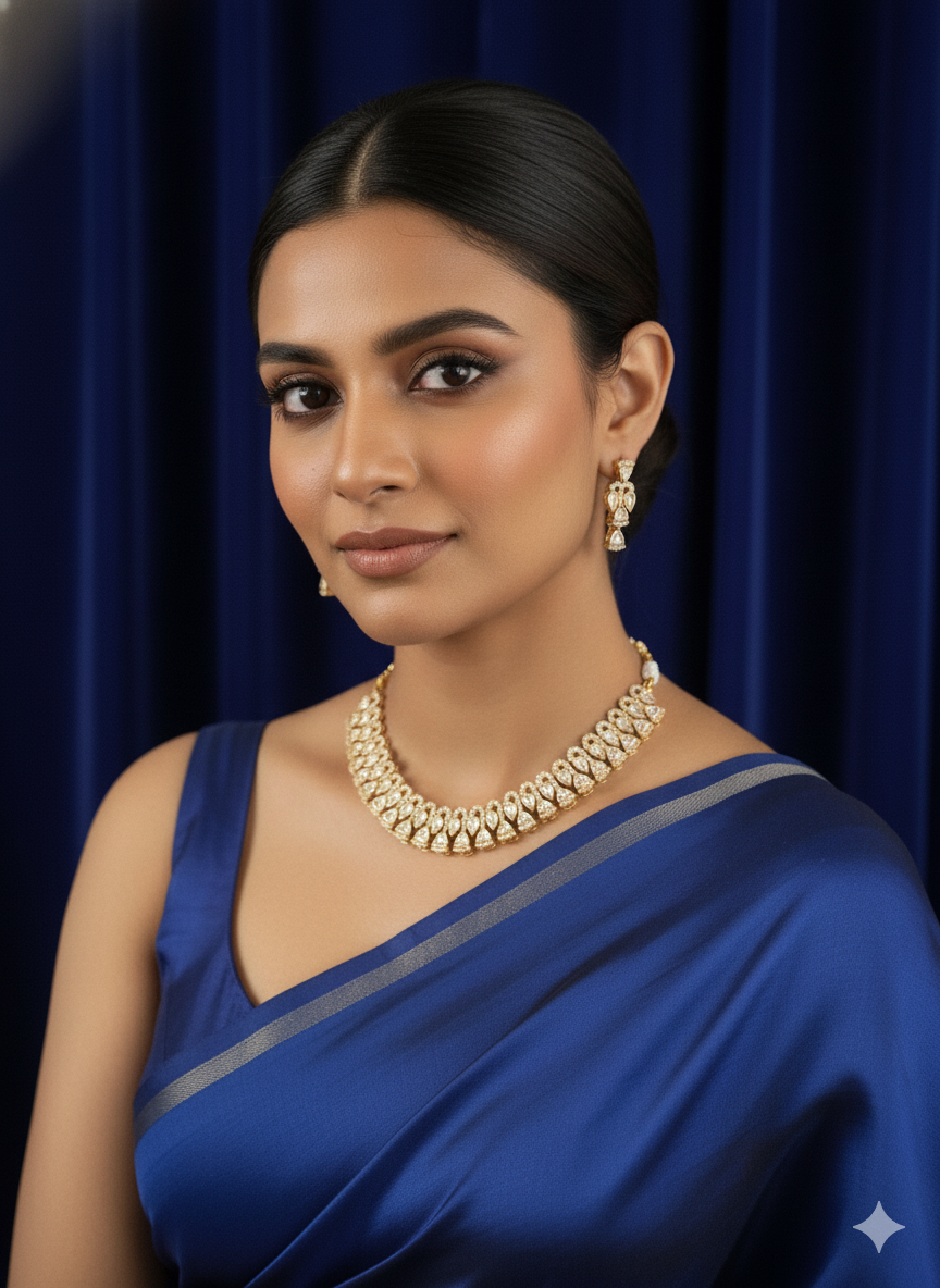 Timeless Faux Uncut Diamond (Polki Look) Necklace Set