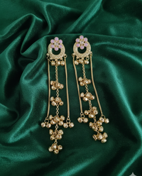 Traditional Kashmiri Ghungroo With Long Chain Drop Earrings For Woman
