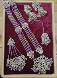 Traditional Gold Pletad Long Necklace Set 5-Piece For Woman & Girls
