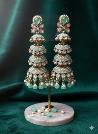 Pastel Pink Multi-Tier Heritage Jhumkas