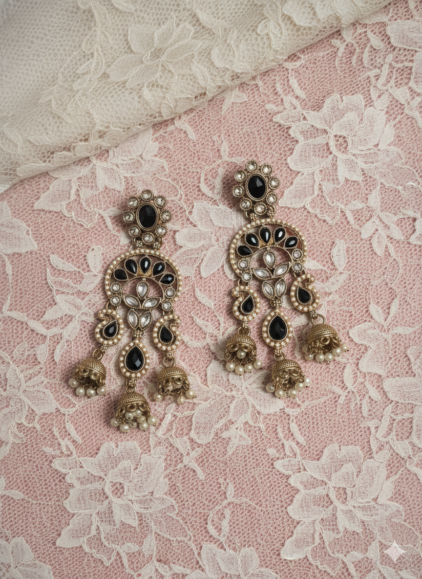 Royal Blue Triple-Tier Drop Dangles  Earrings