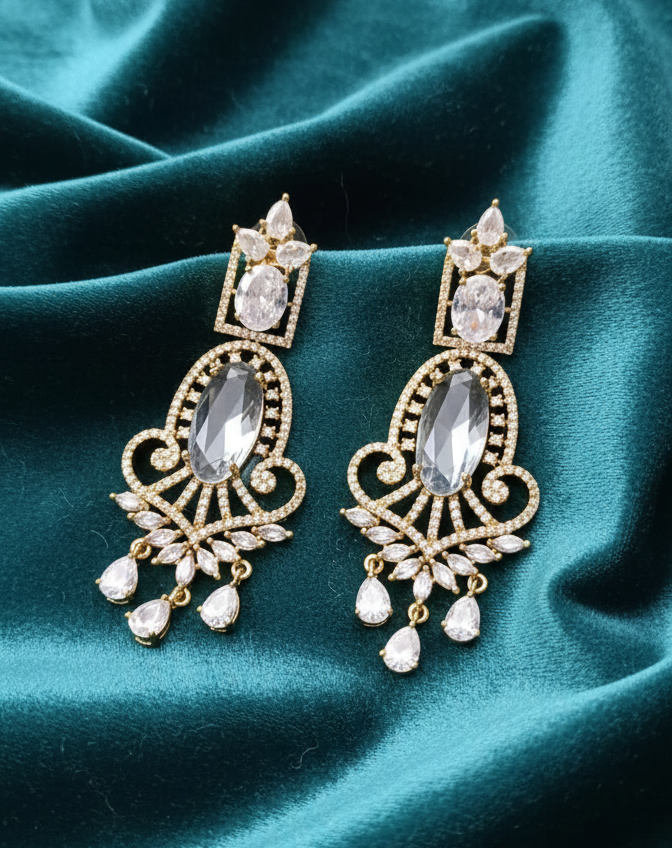 American Diamond Drop Dangler Earrings For Women & Girls