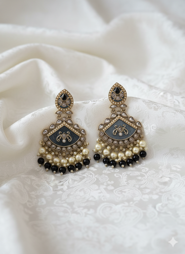 Ruby Red Meenakari Chandelier Drop  Earrings