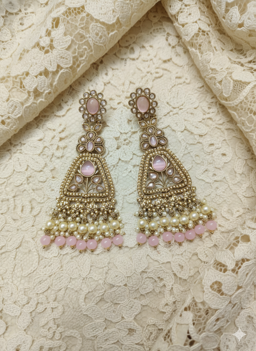 Royal Purple Drop Dangles with Pearl Clusters Earring