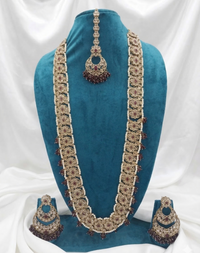 Heritage Maroon Bridal Long Necklace Set