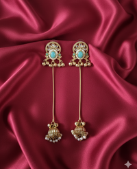 Royal Kashmiri Ghungroo with Chain Drop Dangles Earrings For Woman