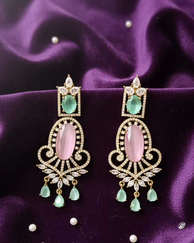 American Diamond Drop Dangler Earrings For Women & Girls