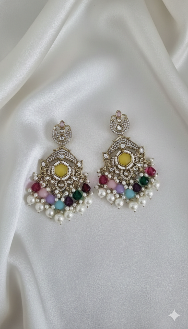 Lavender Floral Pearl Beaded Dangles Earrings