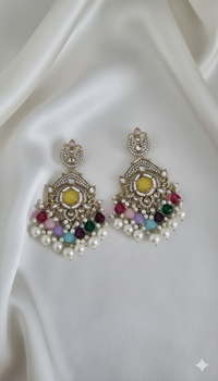 Lavender Floral Pearl Beaded Dangles Earrings