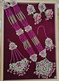 Traditional Gold Pletad Long Necklace Set 5-Piece For Woman & Girls