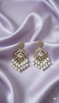 Lavender Floral Pearl Beaded Dangles Earrings
