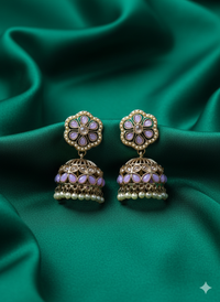 Antique Gold Ethnic Jhumki with Pearl Bead Fringe