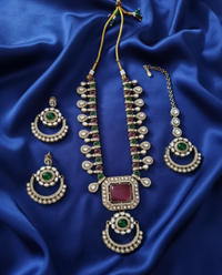 Antique Gold & Royal Blue Long Necklace Set