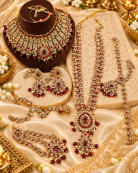 Dulhan Heritage Maroon Crimson Teardrop Bridal Set