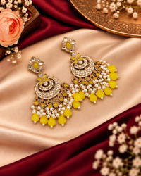 Regal Crescent Earrings with Pearl Drops