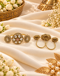 Floral Three-Finger Kundan Ring