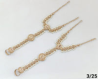 Elegant Hand Harness with Stone and Pearl Detailing - Traditional Indian Jewelry