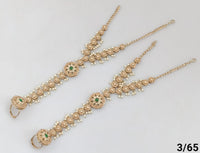 Elegant Gold Floral Pearl Hand Harness Bracelet Set with Gemstone Accent