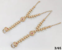 Elegant Gold Floral Pearl Hand Harness Bracelet Set with Gemstone Accent