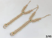 Elegant Gold Floral Pearl Hand Harness Bracelet with Stone Accent - Lucentemarket