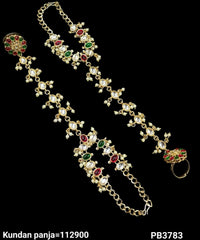 Traditional Gold Plated Kundan Hathpanja Set