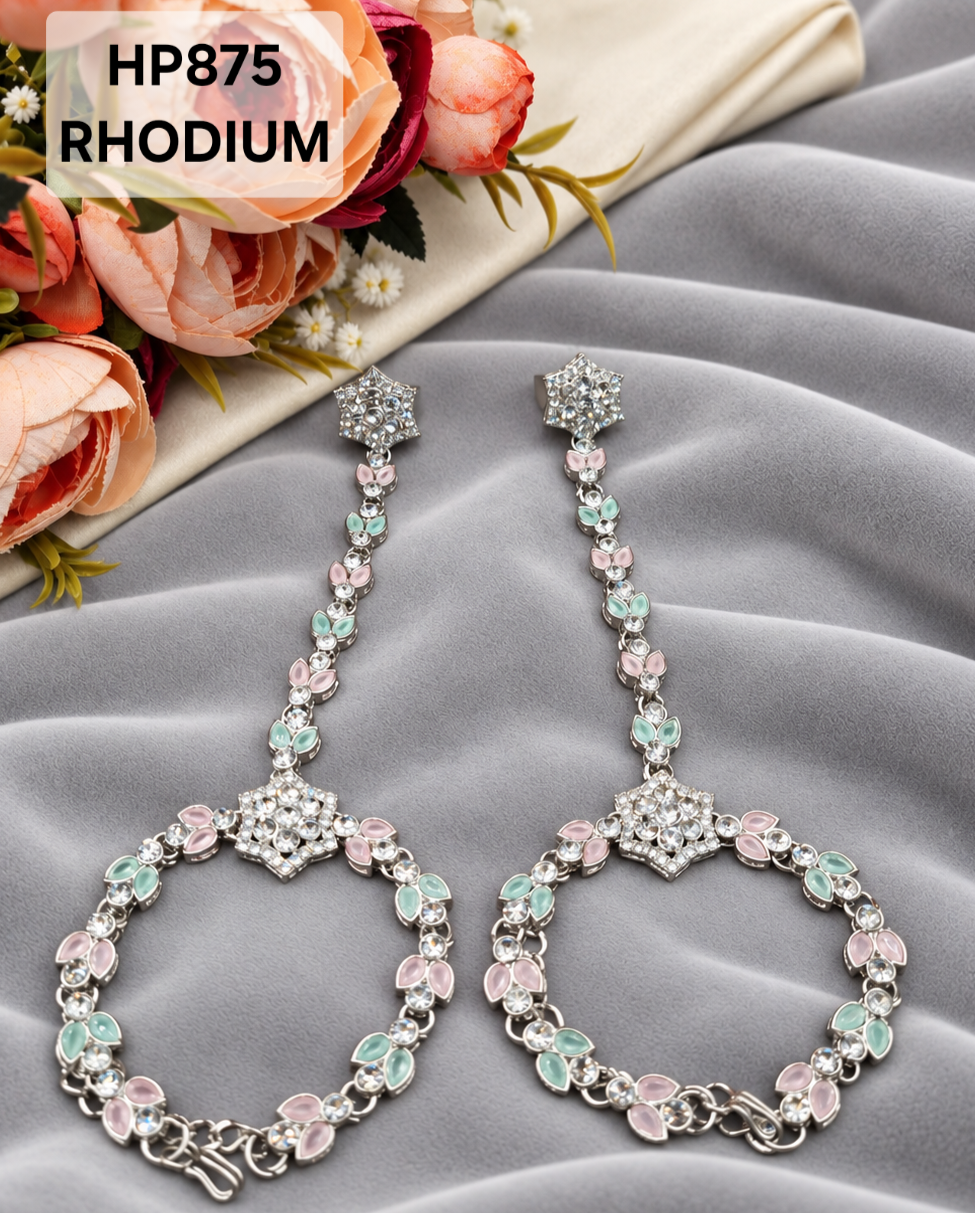 Floral Hand Harness Bracelet with Attached Finger Ring