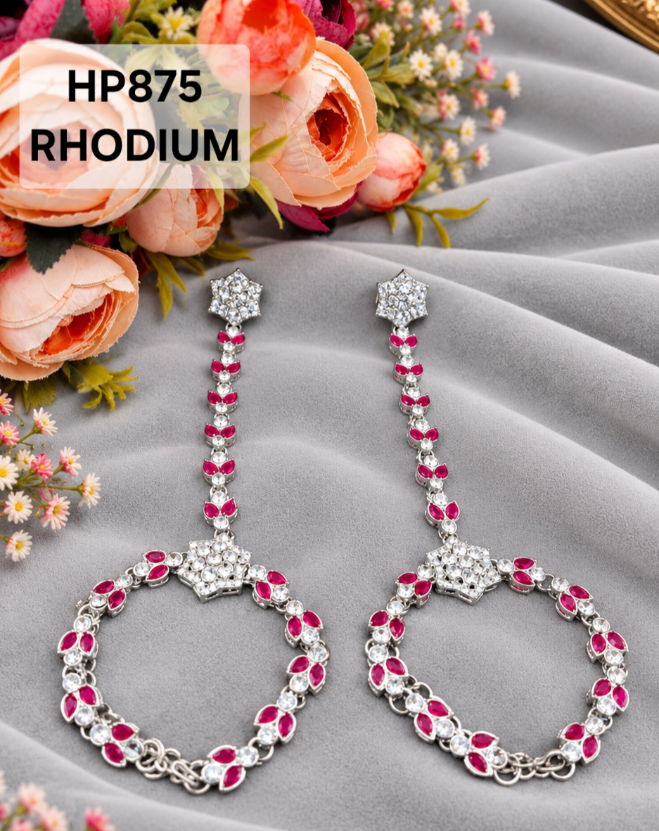 Floral Hand Harness Bracelet with Attached Finger Ring