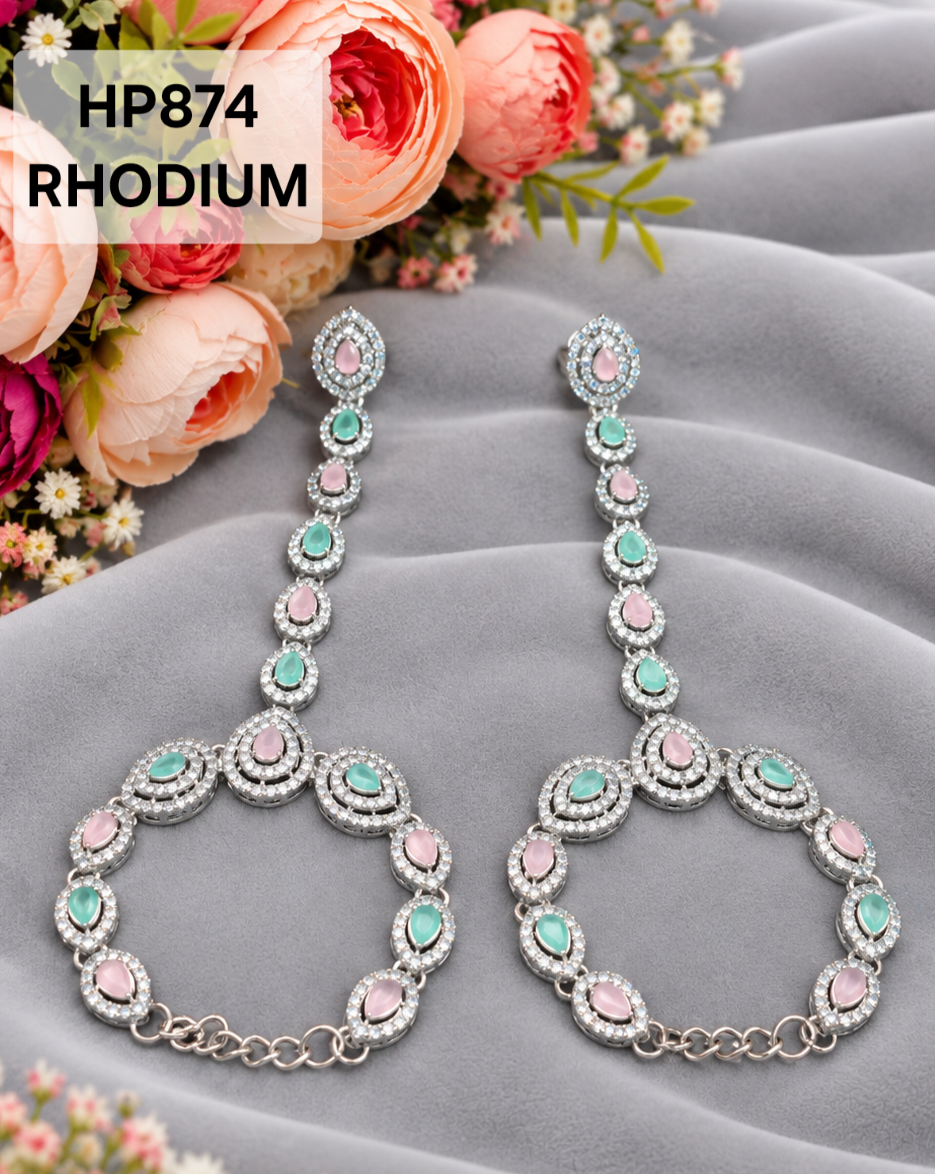 Halo Cluster Haath Phool Hand Chain with Finger Ring