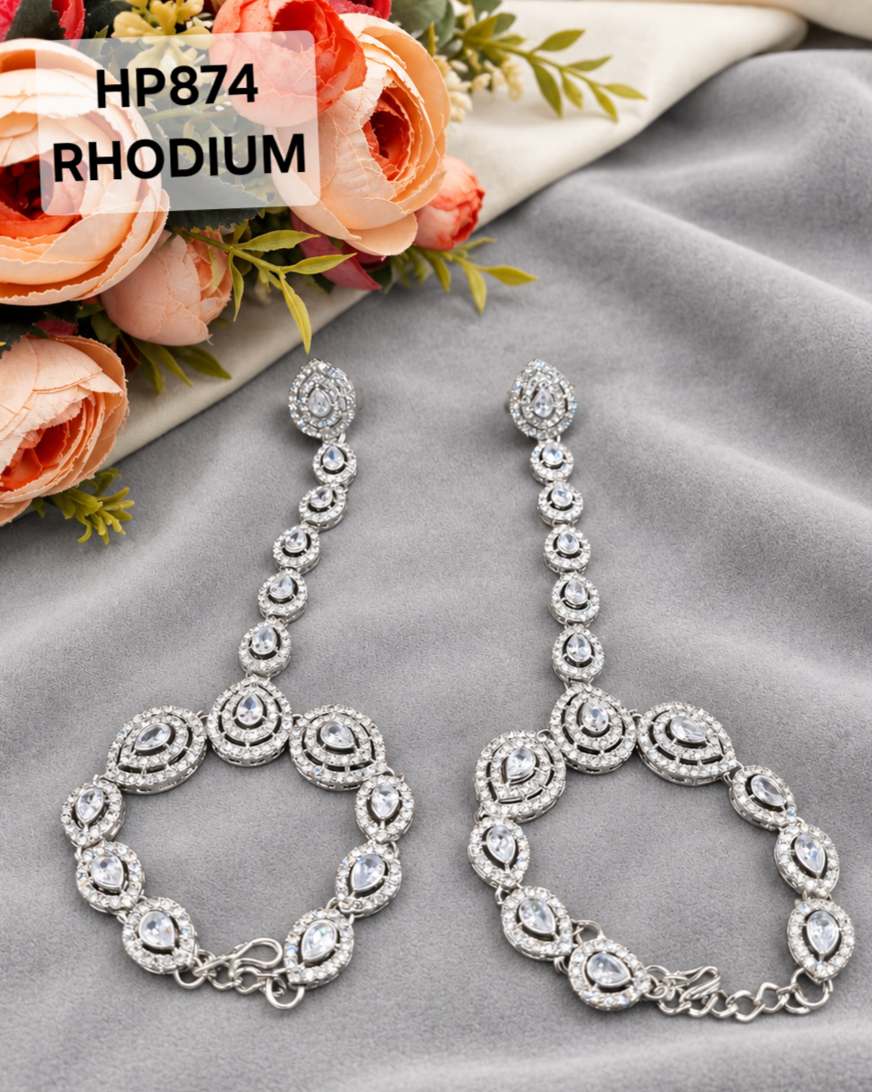 Halo Cluster Haath Phool Hand Chain with Finger Ring