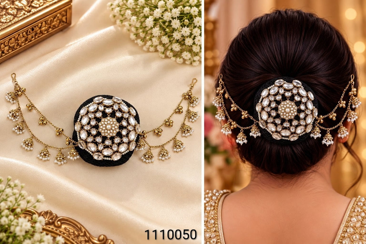 Classic Stone Hair Pin with Multi-Layered Chains