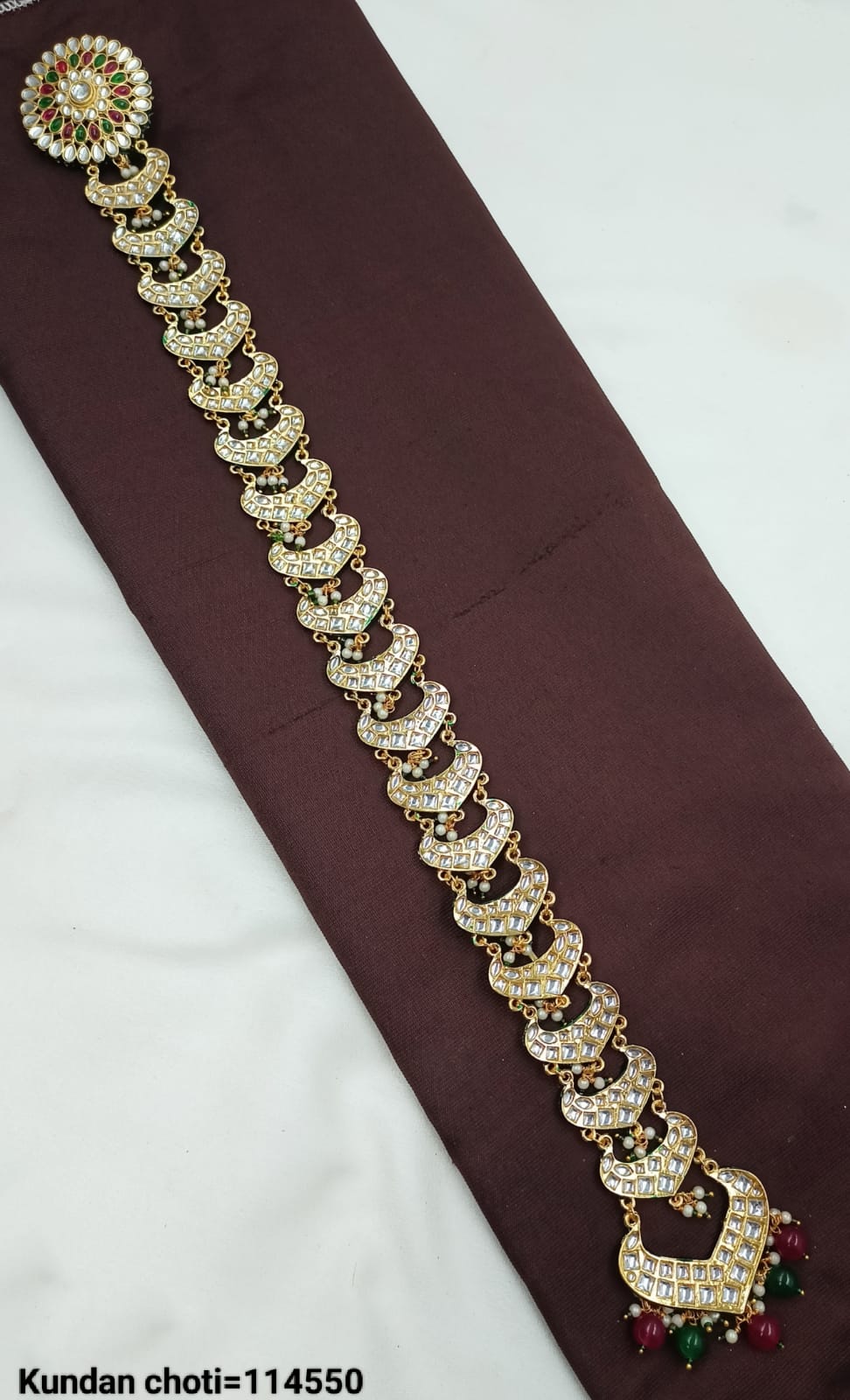 Traditional Kundan Choti with Pearl & CZ Stone Detailing