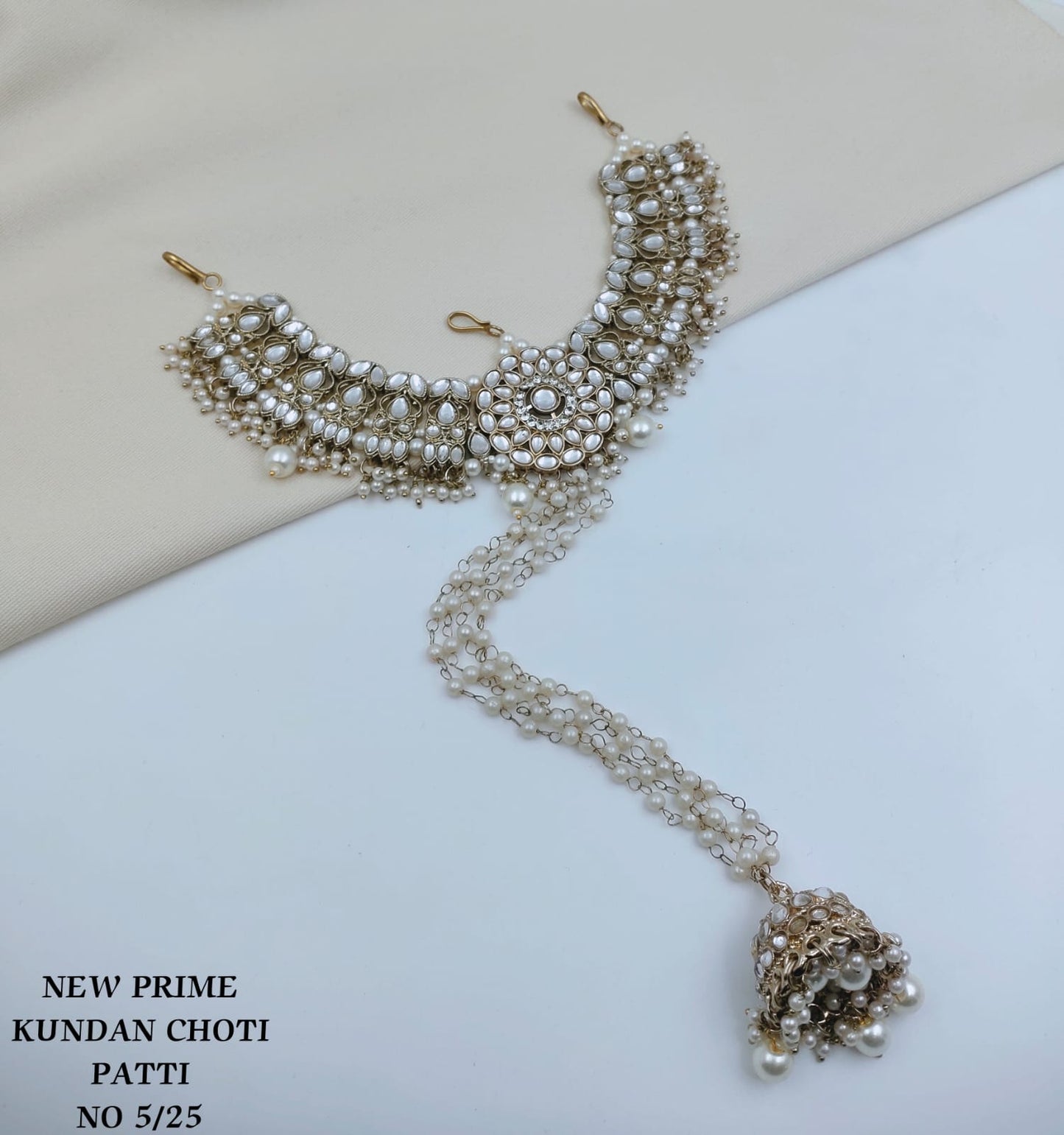 Royal Kundan Choti Patti with Hanging Pearl Jhumka