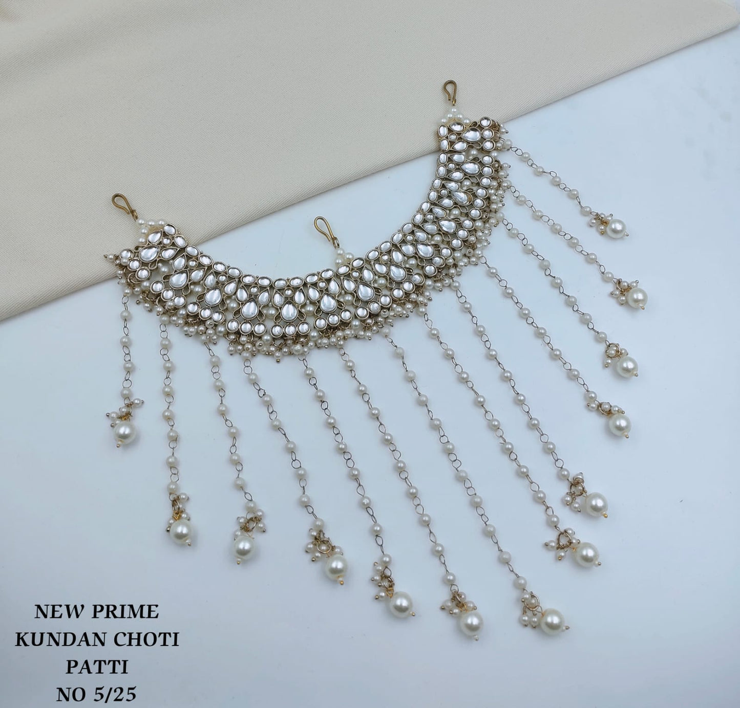 Imperial Kundan & Pearl Waterfall Choti Patti Braid Ornament
