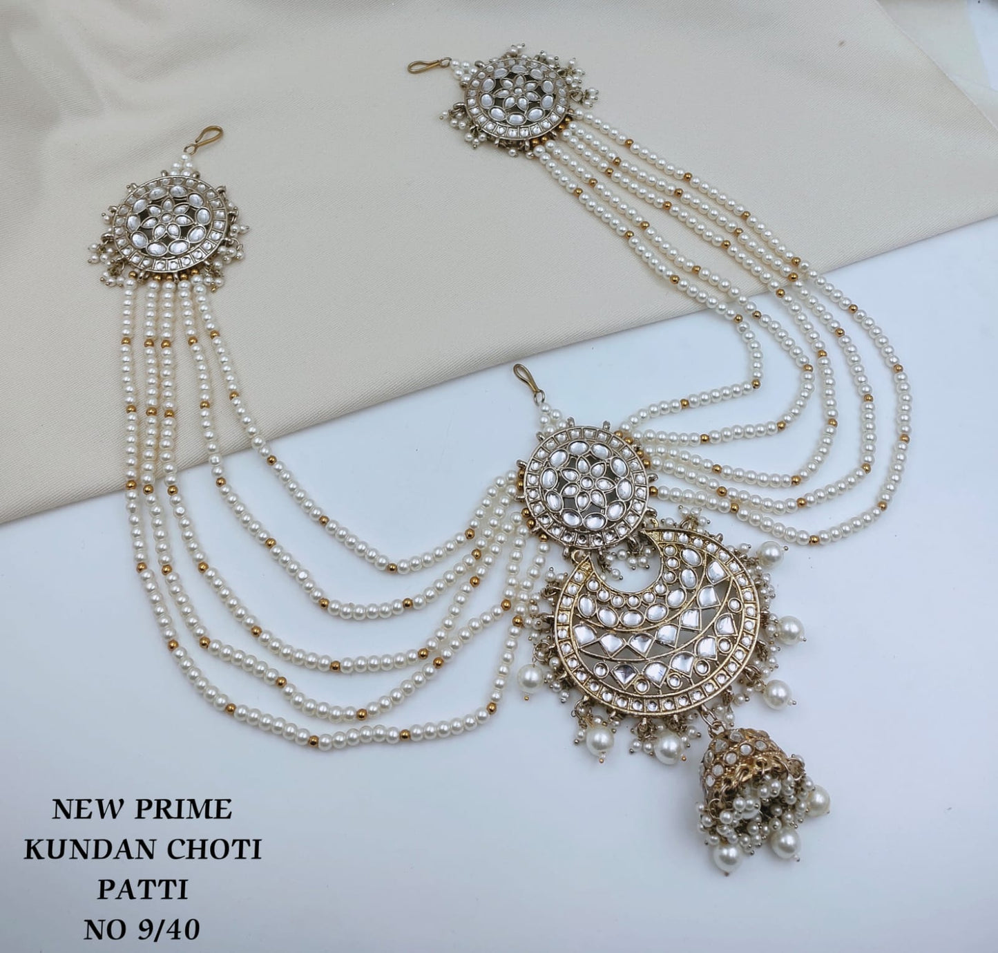 Heritage Kundan Layered Hairband Choti Patti with Jhumka Drop