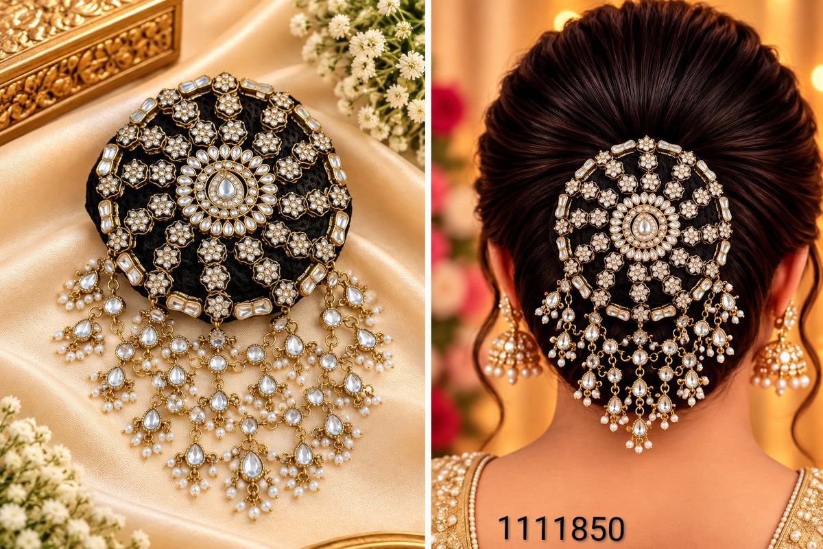 Ethnic Hair Accessory with Teardrop Danglers