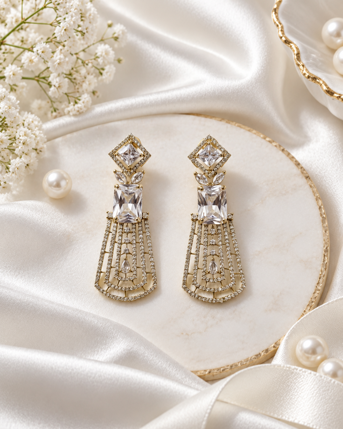 Ad Art Deco Chandelier Drop Earrings For Woman