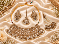 Baby Pink Champagne Bridal Choker Set With Earring set