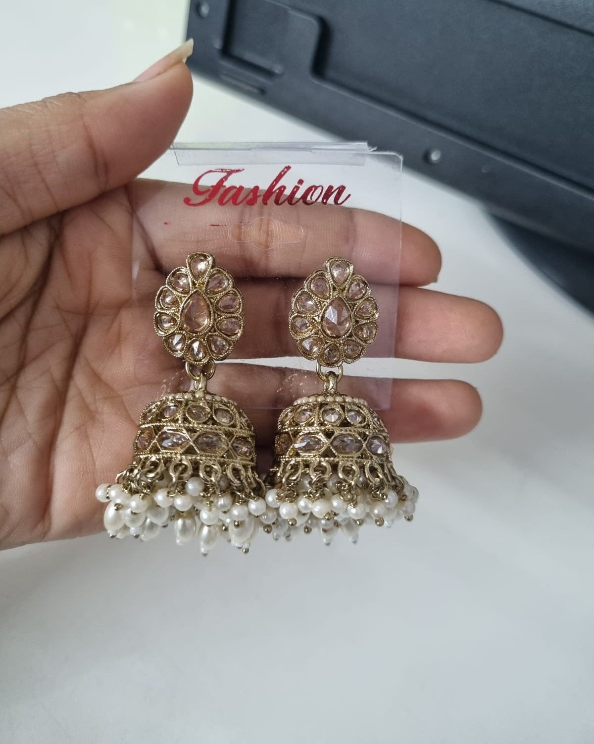 Pastel Pink & Pearl Jhumkhas