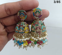 Royal Dome Jhumka Earrings with Kundan and Pearl Finish