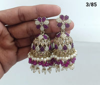 Traditional Jhumka Earrings with Kundan & Pearl Detailing – LucentEmarket