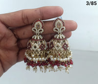 Ethnic Handcrafted Jhumka Earrings with Intricate Stone & Pearl Work – LucentEmarket