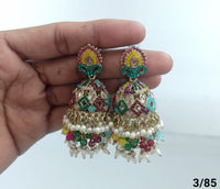 Ethnic Handcrafted Jhumka Earrings with Intricate Stone & Pearl Work – LucentEmarket