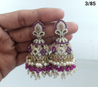 Ethnic Handcrafted Jhumka Earrings with Intricate Stone & Pearl Work – LucentEmarket