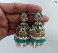 Ethnic Handcrafted Jhumka Earrings with Intricate Stone & Pearl Work – LucentEmarket