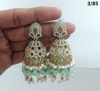 Ethnic Handcrafted Jhumka Earrings with Intricate Stone & Pearl Work – LucentEmarket