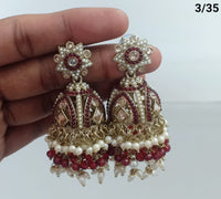 Lucent Handcrafted Kundan Pearl Jhumka Earrings – Statement Ethnic Drop Design