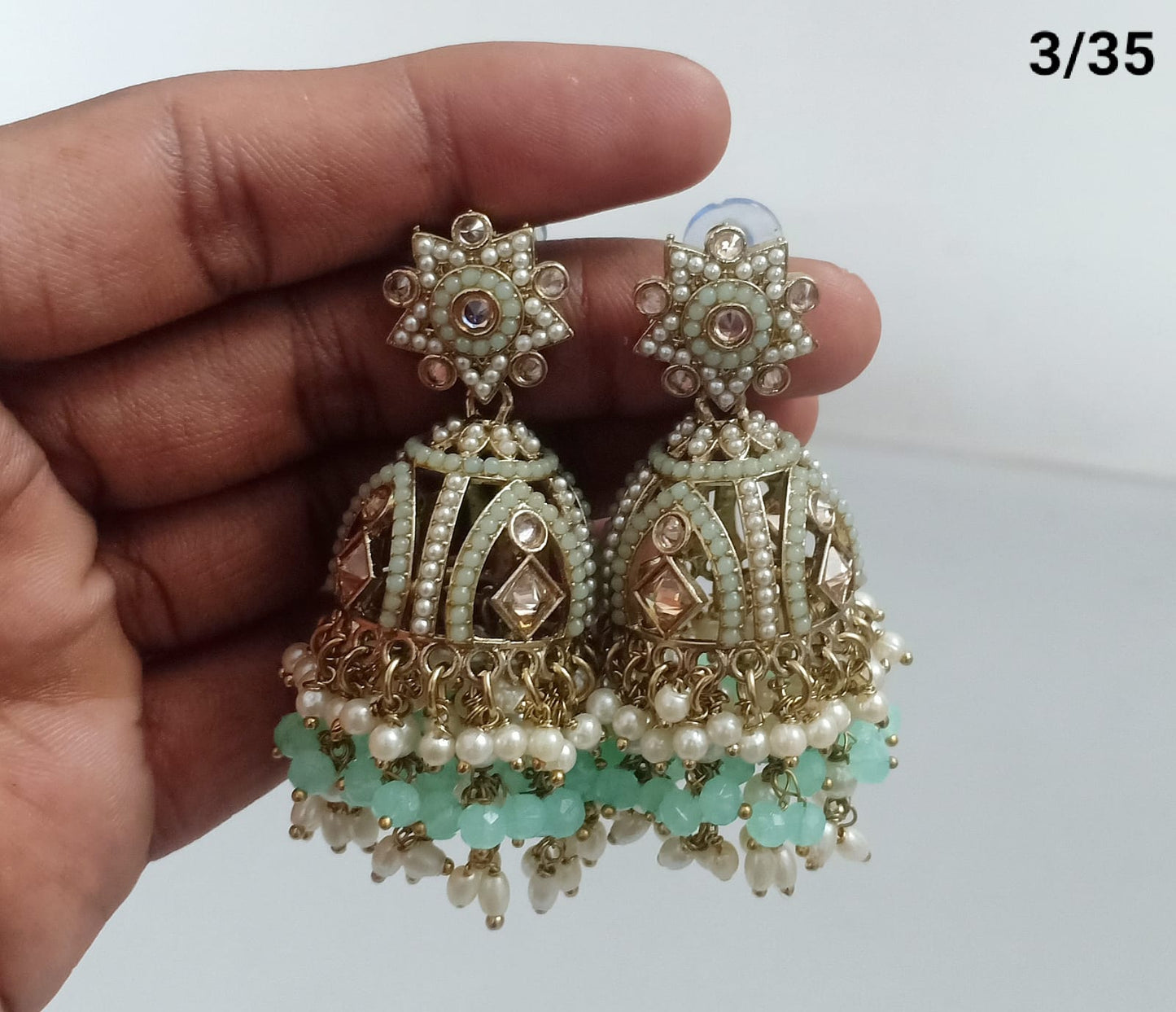 Lucent Handcrafted Kundan Pearl Jhumka Earrings – Statement Ethnic Drop Design