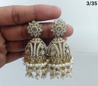 Lucent Handcrafted Kundan Pearl Jhumka Earrings – Statement Ethnic Drop Design