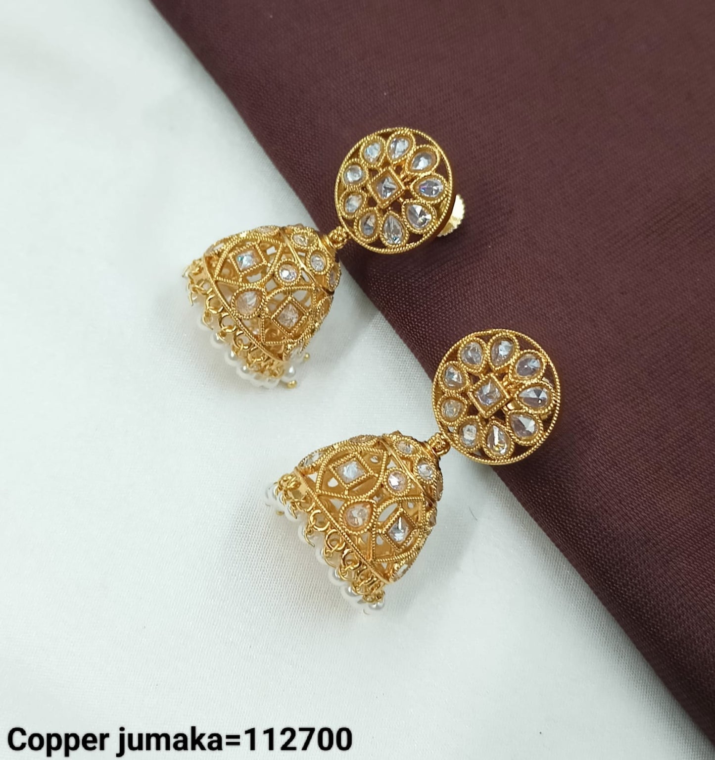 Elegant Traditional Jhumka Earrings with Gemstone Detailing